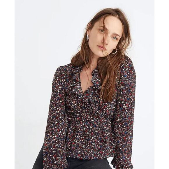 Madewell Starry Night Wrap Blouse size medium - Picture 1 of 6